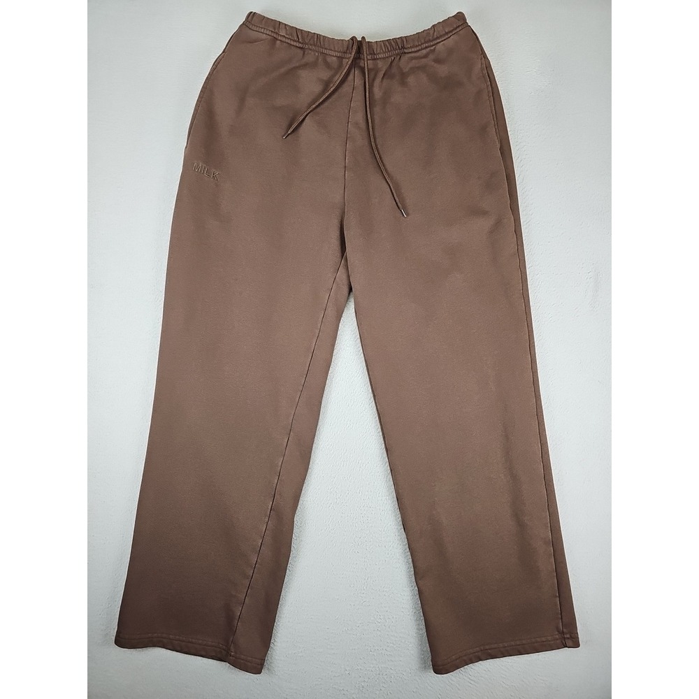 Milkstain Sweatpants Women's Size Small Brown Casual Wide Leg Cozy Lounge